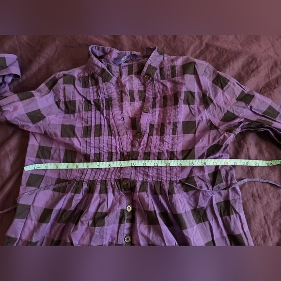Miley Cyrus purple checkered plaid women's tunic top - Picture 5 of 13